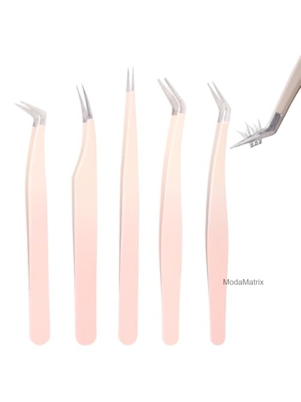 5 Pc Stainless Steel Lash Extension Tweezers Set Curved Straight Eyelash